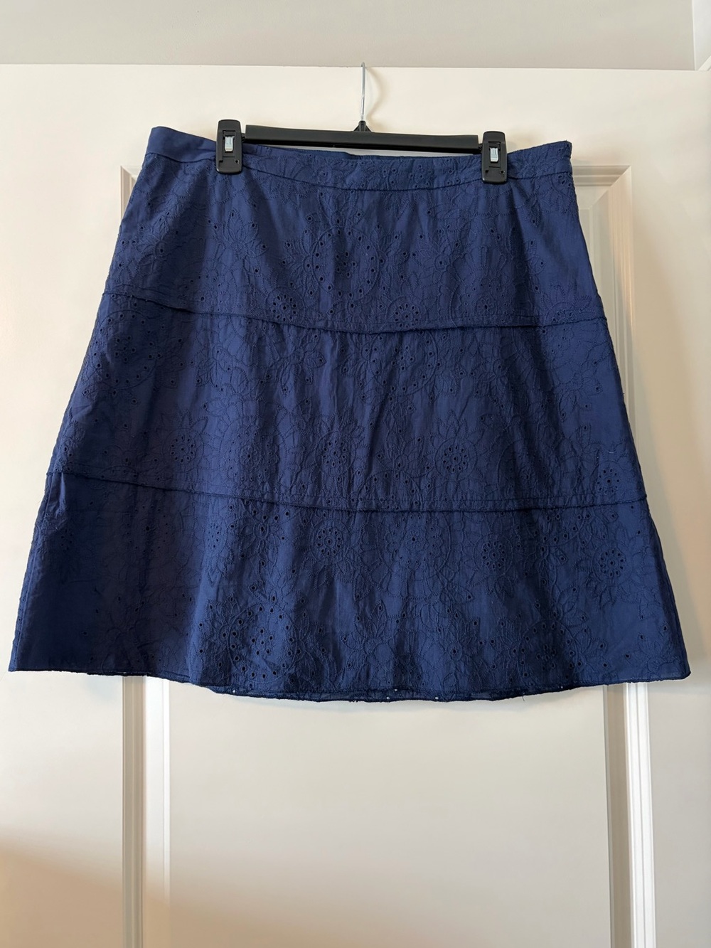 Classic Navy Eyelet A-Line Skirt
